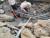 كسر خط مياه قطر 600 مم بشارع الجيش فى وراق الحضر بالجيزة manshetat