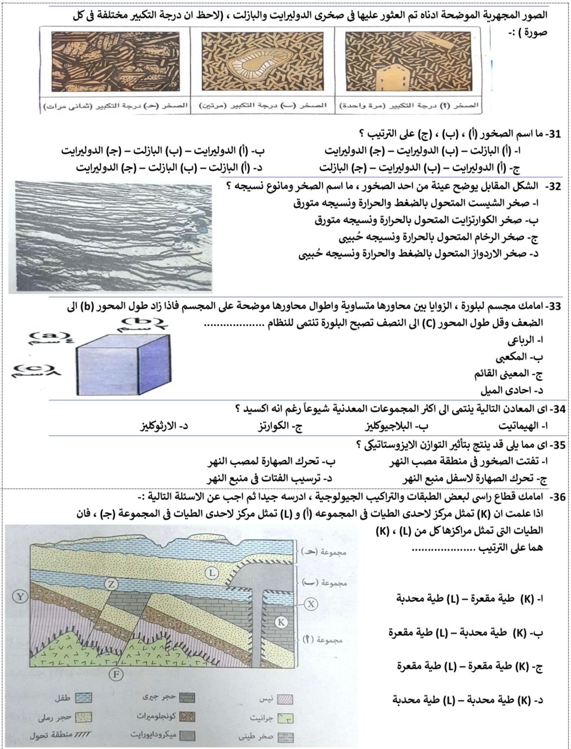 جانب من أسئلة الجيولوجيا جانب من أسئلة الجيولوجيا