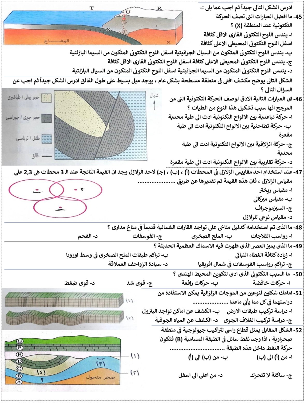 جانب من أسئلة مادة الجيولوجيا جانب من أسئلة مادة الجيولوجيا