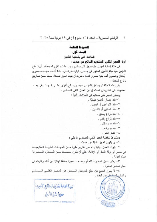 قرار العمل بوثيقة التأمين من الحوادث الشخصية للمصريين بالخارج (6) قرار العمل بوثيقة التأمين من الحوادث الشخصية للمصريين بالخارج (6)
